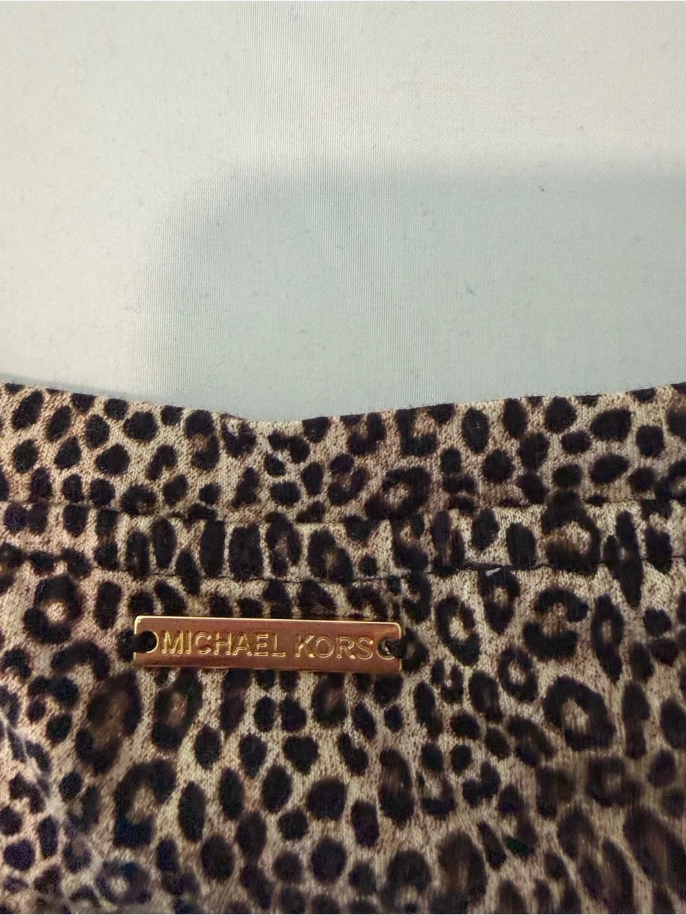 Michael Kors Brown Black Leopard Print Knit Cap Sleeve Pullover T-Shirt L/G
